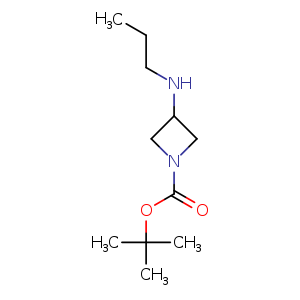 Chemical structure of tert-butyl 3-(propylamino)azetidine-1-carboxylate , CAS 1340363-42-9, AChemBlock P48736