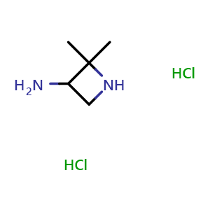 Chemical structure of 2,2-dimethylazetidin-3-amine dihydrochloride , CAS 133891-84-6, AChemBlock P48748