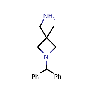 Chemical structure of [1-(diphenylmethyl)-3-methylazetidin-3-yl]methanamine , CAS 133891-59-5, AChemBlock P48750