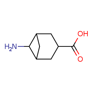 Chemical structure of 6-aminobicyclo[3.1.1]heptane-3-carboxylic acid , CAS 1334146-36-9, AChemBlock P48778