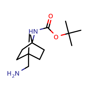 Chemical structure of tert-butyl N-[4-(aminomethyl)bicyclo[2.2.1]heptan-1-yl]carbamate , CAS 1333384-66-9, AChemBlock P48790