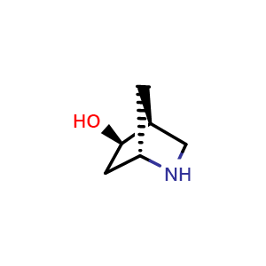Chemical structure of (1S,4S,5R)-2-azabicyclo[2.2.1]heptan-5-ol , CAS 1331847-91-6, AChemBlock P48799