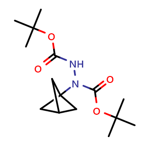 Chemical structure of N-{bicyclo[1.1.1]pentan-1-yl}-N'-[(tert-butoxy)carbonyl](tert-butoxy)carbohydrazide , CAS 1326242-72-1, AChemBlock P48804