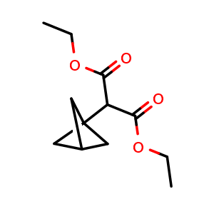 Chemical structure of 1,3-diethyl 2-{bicyclo[1.1.1]pentan-1-yl}propanedioate , CAS 131515-32-7, AChemBlock P48823