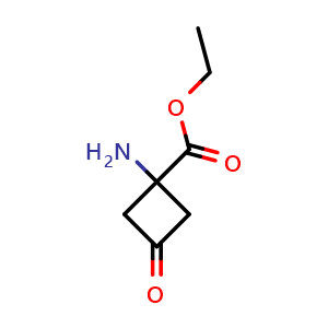 Chemical structure of ethyl 1-amino-3-oxocyclobutane-1-carboxylate , CAS 1314961-81-3, AChemBlock P48827