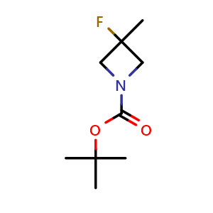 Chemical structure of tert-butyl 3-fluoro-3-methylazetidine-1-carboxylate , CAS 1314923-32-4, AChemBlock P48833