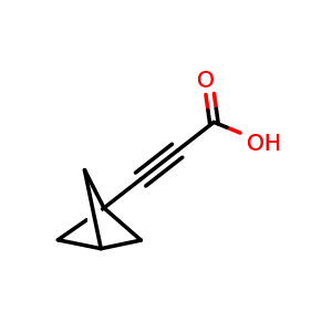 Chemical structure of 3-{bicyclo[1.1.1]pentan-1-yl}prop-2-ynoic acid , CAS 128011-03-0, AChemBlock P48927