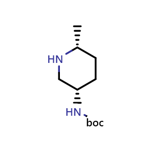 Chemical structure of tert-butyl N-[(3S,6R)-6-methylpiperidin-3-yl]carbamate , CAS 1271024-76-0, AChemBlock P48945