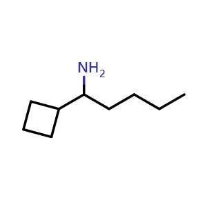Chemical structure of 1-cyclobutylpentan-1-amine , CAS 1270489-69-4, AChemBlock P48947