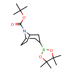 Chemical structure of 8-Boc-3-(4,4,5,5-tetramethyl-[1,3,2]dioxaborolan-2-yl)-8-aza-bicyclo[3.2.1]octane , CAS 1266349-78-3, AChemBlock P48966