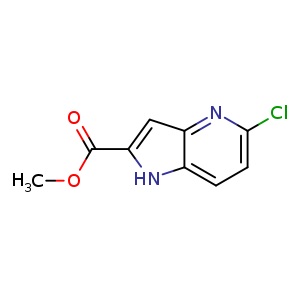 Chemical structure of methyl 5-chloro-1H-pyrrolo[3,2-b]pyridine-2-carboxylate , CAS 1266114-83-3, AChemBlock P48969