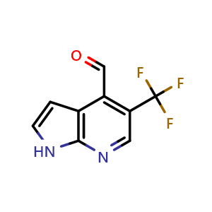 Chemical structure of 5-(trifluoromethyl)-1H-pyrrolo[2,3-b]pyridine-4-carbaldehyde , CAS 1261365-68-7, AChemBlock P48995