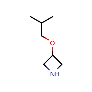 Chemical structure of 3-(2-methylpropoxy)azetidine , CAS 1260879-20-6, AChemBlock P49001