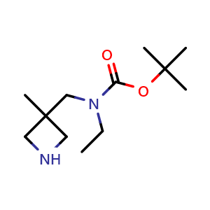 Chemical structure of tert-butyl N-ethyl-N-[(3-methylazetidin-3-yl)methyl]carbamate , CAS 1260802-36-5, AChemBlock P49003