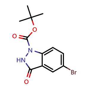 Chemical structure of tert-butyl 5-bromo-3-oxo-2H-indazole-1-carboxylate , CAS 1260782-03-3, AChemBlock P49006
