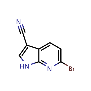 Chemical structure of 6-bromo-1H-pyrrolo[2,3-b]pyridine-3-carbonitrile , CAS 1260387-10-7, AChemBlock P49020