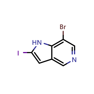 Chemical structure of 7-bromo-2-iodo-1H-pyrrolo[3,2-c]pyridine , CAS 1260386-65-9, AChemBlock P49022