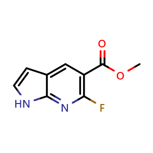 Chemical structure of methyl 6-fluoro-1H-pyrrolo[2,3-b]pyridine-5-carboxylate , CAS 1260384-52-8, AChemBlock P49032