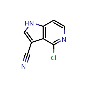 Chemical structure of 4-chloro-3-cyano-5-azaindole , CAS 1260383-16-1, AChemBlock P49043