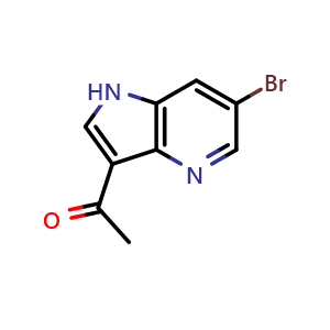 Chemical structure of 1-{6-bromo-1H-pyrrolo[3,2-b]pyridin-3-yl}ethan-1-one , CAS 1260382-55-5, AChemBlock P49047
