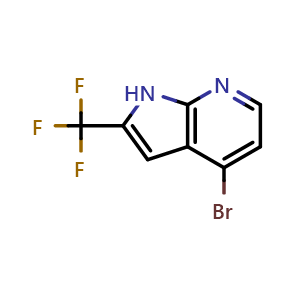 Chemical structure of 4-Bromo-2-(trifluoromethyl)-1H-pyrrolo[2,3-b]pyridine , CAS 1256818-71-9, AChemBlock P49075