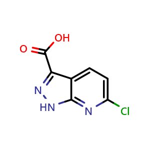 Chemical structure of 6-chloro-1H-pyrazolo[3,4-b]pyridine-3-carboxylic acid , CAS 1256811-93-4, AChemBlock P49077