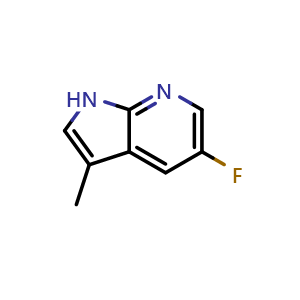 Chemical structure of 5-fluoro-3-methyl-1H-pyrrolo[2,3-b]pyridine , CAS 1256808-74-8, AChemBlock P49079