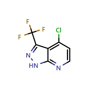 Chemical structure of 4-chloro-3-(trifluoromethyl)-1H-pyrazolo[3,4-b]pyridine , CAS 1256802-09-1, AChemBlock P49081