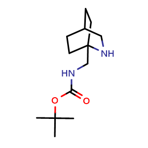 Chemical structure of tert-butyl N-({2-azabicyclo[2.2.2]octan-1-yl}methyl)carbamate , CAS 1250997-76-2, AChemBlock P49125