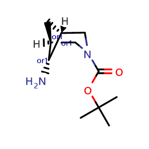 Chemical structure of endo-tert-butyl-6-amino-3-azabicyclo[3.1.1]heptane-3-carboxylate , CAS 1250997-08-0, AChemBlock P49128
