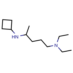 Chemical structure of N-[5-(diethylamino)pentan-2-yl]cyclobutanamine , CAS 1250485-87-0, AChemBlock P49137