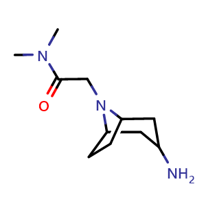 Chemical structure of 2-{3-amino-8-azabicyclo[3.2.1]octan-8-yl}-N,N-dimethylacetamide , CAS 1248379-89-6, AChemBlock P49159