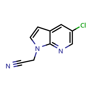 Chemical structure of 2-{5-chloro-1H-pyrrolo[2,3-b]pyridin-1-yl}acetonitrile , CAS 1246744-46-6, AChemBlock P49184