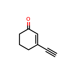 Chemical structure of 3-ethynylcyclohex-2-en-1-one , CAS 124267-26-1, AChemBlock P49199