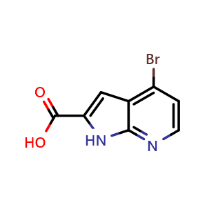 Chemical structure of 4-bromo-1H-pyrrolo[2,3-b]pyridine-2-carboxylic acid , CAS 1234616-71-7, AChemBlock P49244