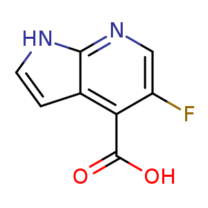 Chemical structure of 5-fluoro-1H-pyrrolo[2,3-b]pyridine-4-carboxylic acid , CAS 1228666-41-8, AChemBlock P49257