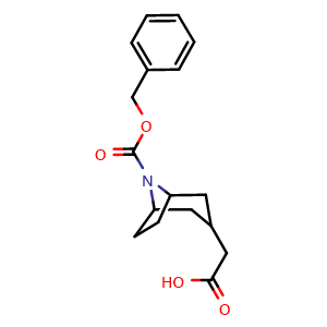 Chemical structure of 2-{8-[(benzyloxy)carbonyl]-8-azabicyclo[3.2.1]octan-3-yl}acetic acid , CAS 122860-07-5, AChemBlock P49260