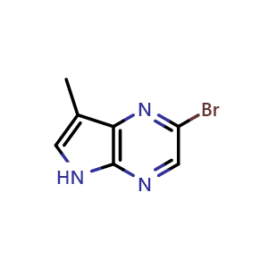 Chemical structure of 2-bromo-7-methyl-5H-pyrrolo[2,3-b]pyrazine , CAS 1228450-70-1, AChemBlock P49264