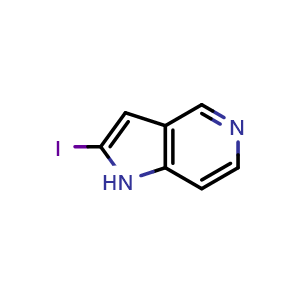 Chemical structure of 2-iodo-1H-pyrrolo[3,2-c]pyridine , CAS 1227269-14-8, AChemBlock P49273