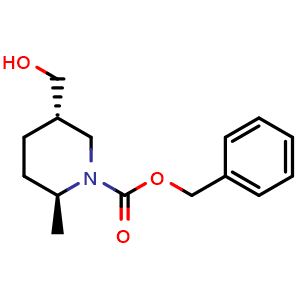 Chemical structure of benzyl (2S,5S)-5-(hydroxymethyl)-2-methyl-piperidine-1-carboxylate , CAS 1222456-82-7, AChemBlock P49287
