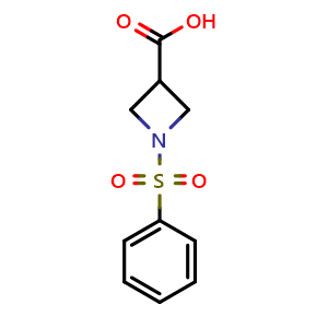 Chemical structure of 1-(benzenesulfonyl)azetidine-3-carboxylic acid , CAS 1219828-14-4, AChemBlock P49298