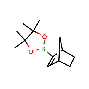 Chemical structure of 2-(bicyclo[2.2.1]hept-2-en-2-yl)-4,4,5,5-tetramethyl-1,3,2-dioxaborolane , CAS 1219021-46-1, AChemBlock P49299