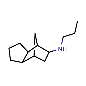 Chemical structure of N-propyloctahydro-1H-4,7-methanoinden-5-amine , CAS 1218608-57-1, AChemBlock P49301