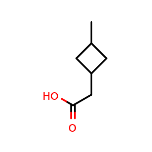 Chemical structure of 2-(3-methylcyclobutyl)acetic acid , CAS 121609-44-7, AChemBlock P49313