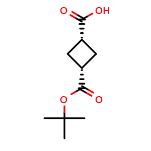 Chemical structure of cis-3-(tert-butoxycarbonyl)cyclobutanecarboxylic acid , CAS 1212288-54-4, AChemBlock P49335
