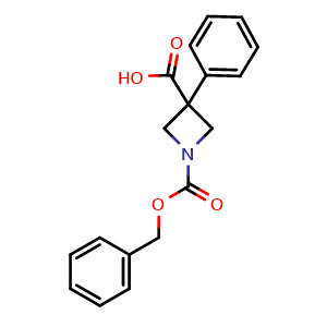 Chemical structure of 1-[(benzyloxy)carbonyl]-3-phenylazetidine-3-carboxylic acid , CAS 1207203-37-9, AChemBlock P49380