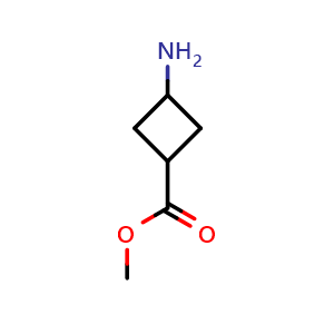 Chemical structure of methyl 3-aminocyclobutane-1-carboxylate , CAS 1206970-19-5, AChemBlock P49386