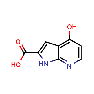 Chemical structure of 4-hydroxy-1H-pyrrolo[2,3-b]pyridine-2-carboxylic acid , CAS 1204476-01-6, AChemBlock P49395