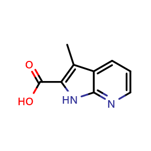 Chemical structure of 3-methyl-1H-pyrrolo[2,3-b]pyridine-2-carboxylic acid , CAS 1204475-73-9, AChemBlock P49396