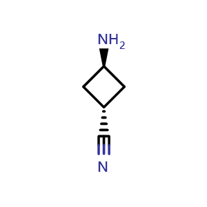 Chemical structure of trans-3-aminocyclobutane-1-carbonitrile , CAS 1202640-82-1, AChemBlock P49402